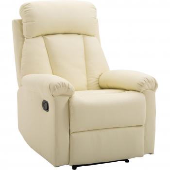 Sillón Relax Reclinable Tapizado en PU con Reposapiés Retráctil Respaldo Alto Resposabrazos y Asiento Acolchados Grueso 80x97x107 cm Blanco