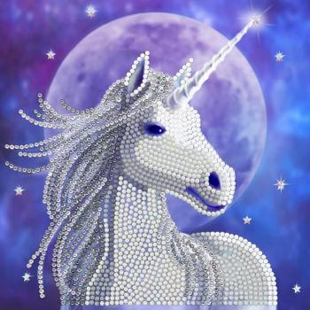 Kit de Tarjeta Crystal Art - Brodería Diamante Licorne Cósmico - 18 x 18 cm - Actividad Creativa para Adultos y Niños