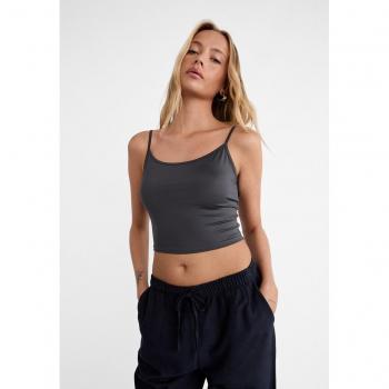 Stradivarius Grey Open Back Strappy Polyamide Top S
