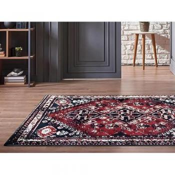Alfombra oriental vintage SYLHET - 160 x 230 cm - Rojo y negro