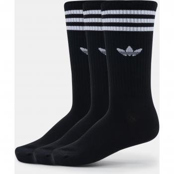 Calcetines Altos Adidas Originals Solid Crew Negro - Largo Clásico - 55% Algodón - 41% Poliéster Reciclado - 3% Elastán - 1% Nailon Reciclado