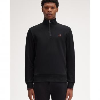 Fred Perry Men's Half Zip Sweatshirt - Black - Size: SMALL