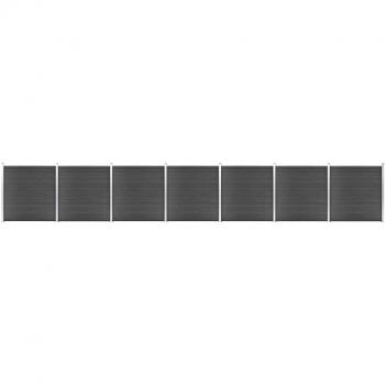 Juego de paneles de valla WPC negro 1218x186 cm Día y Noche