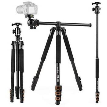 Trípode Camara 200cm,Andoer*V Trípode Fotografía de Aluminio Portátil con Monopie 136cm con 360° Columna Central y Rótula de Bola Placa de Liberación para Cámara Video