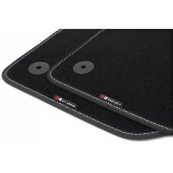 teileplus24 EF105 Alfombrillas Exclusive-Line Design para Audi A4 B8 8K 2008-2015 Costuras Decorativas, Costura:Plata