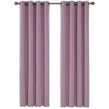 Deconovo Cortina Opaca para Ventana Dormitorio Juveni Habitacion Matrimonio Estilo Moderno Elegante con Ojales 2 Paneles 140x245cm Rosa Claro