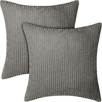 Amazon Brand - Umi Fundas para Cojin de Color Liso Cuadrado Suave 2 Piezas 60x60cm Gris Claro