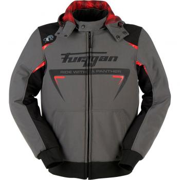 Furygan Chaqueta textil de motocicleta Sektor Roadster con capucha - Negro Gris Rojo (M)