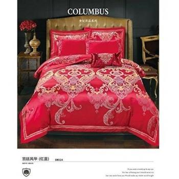 4pz cinese di lusso nozze tradizionali copriletto Regina King Size omaggio seta jaquard copripiumino set biancheria da letto rosso blu
