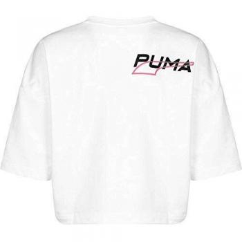 Puma Evide Form Stripe Crop tee Top, Mujer, White, M