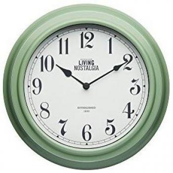 Reloj de pared analógico KitchenCraft Living Nostalgia, 25,5 cm, plástico color Salvia Inglesa