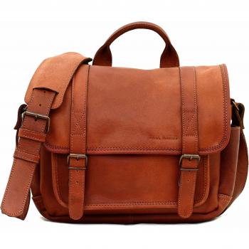 PAUL MARIUS bolsa de cuero marrón para la cámara con modular interior LE PETIT REPORTER