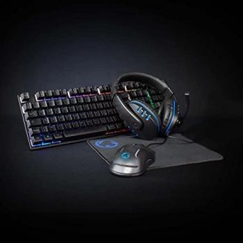 Combo Gaming 5-en-1 Nedis - Teclado, Auriculares, Ratón y Alfombrilla AZERTY Negro