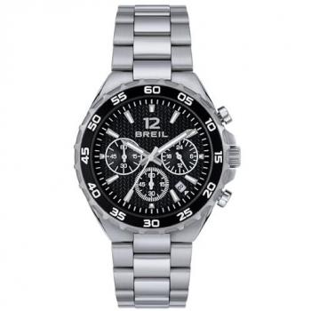 Reloj Breil Hombre Highway Cronógrafo Monocromático Negro con Pulsera de Acero Plateado TW1947