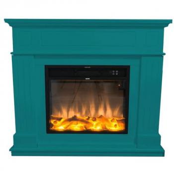 Chimenea de Suelo Mpc Camino Pienza con Quemador Eléctrico de 1500W en Color Turquesa