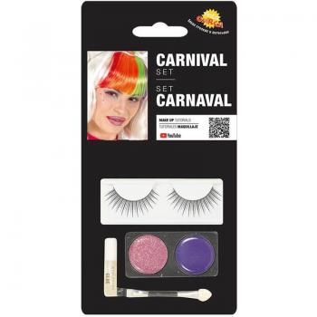 Set de Pestañas con Maquillaje Lila y Rosa