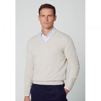 Jersey de hombre en color crudo con cuello pico