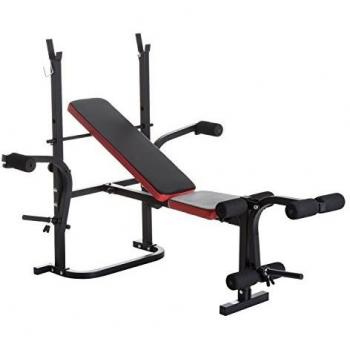 Homcom Banco de Pesas Multifuncional Tipo Banco de Musculación con Respaldo Ajustable Carga 150kg Acero 105x150x112cm