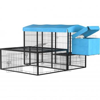 PawHut Gallinero para Exterior de Acero Jaula para 6-10 Gallinas con Toldo Corral de Alambre Independiente Nido Múltiples Puertas y Plataforma 200x165,