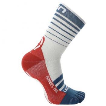 UYN Runner's Five Calcetines Para Correr Hombres - Blanco, Azul, S100318-W632 RUNNER'S FIVE Socks Hombre White/Blue Poseidon/Red 41