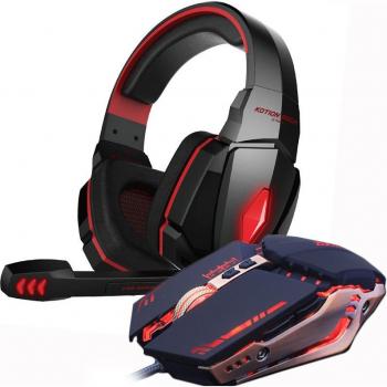Auriculares Estéreo Gamer con Micrófono y Ratón USB Ajustable 4000 DPI para PC