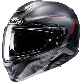HJC RPHA 91 Combust Casco Modular Ligero Carbono Aramida - Resistente a Impactos Negro Rojo (L)