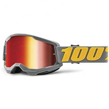 Gafas de ciclismo 100% Strata 2 - Rojo/Gris Naranja, Lente Espejo Rojo (UNICA)