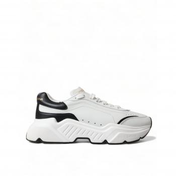 Dolce & Gabbana White Black Low Top Daymaster Sneakers Shoes - EU40/US9.5, Female, Multicolor, Size: 10 US Leather Low Top Sneakers with Logo Details