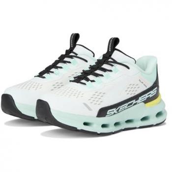 Zapatillas Skechers Slip-Ins Glide-Step Vista Lane para niña, color blanco/turquesa, talla 32, lavables a máquina y con suela de memory foam