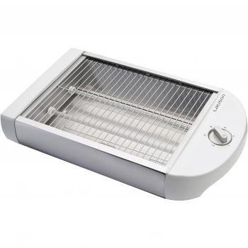 Lauson Tostadora horizontal, 600W, 4 rebanadas, Bandeja para migas extraíble, 2 lámparas, ATT113, Blanco