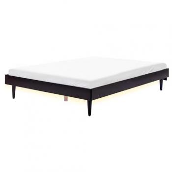 Cama Matrimonial Moderna con Iluminación LED sin Cabecero de Madera Negra 160 x 200 cm Toucy