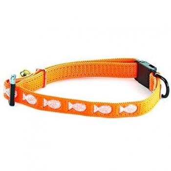 Collar de nylon para gato naranja con diseño de peces Martin Sellier