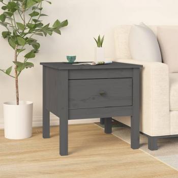 Mesa baja auxiliar de madera maciza de pino gris 50x50x49 cm