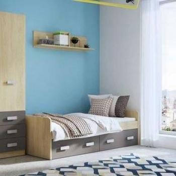 Cama Nido Donald 1 Cama 2 Cajones Puccini/Grafito 58,6X190,6X98 Cm