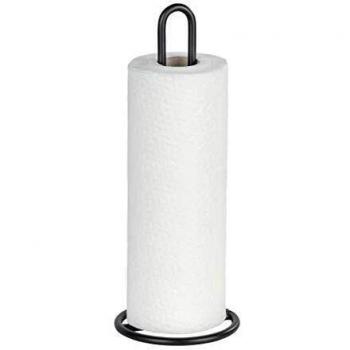 Porta rollo de cocina vertical de metal negro - Ø 12,5 cm x 32,5 cm