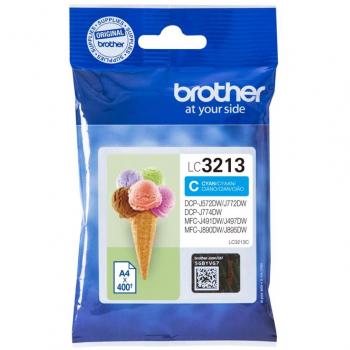 Brother LC3213C Cartucho de tinta cian original para las impresoras DCPJ572DW, MFCJ491DW, MFCJ497DW, MFCJ890DW y MFCJ895DW duración estimada hasta 400 páginas