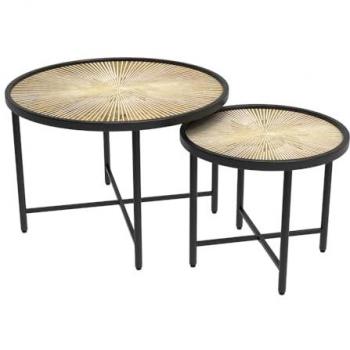 Conjunto de mesa de centro Winnipeg, Madera/Negro, 62 x 44.5 cm, 2 partes