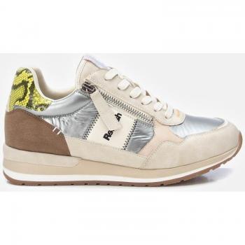Zapatillas deportivas de mujer Refresh con cordones y cuña en color beig