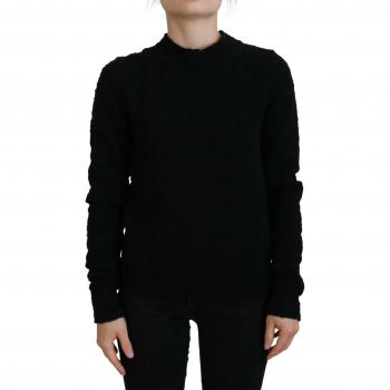 Dolce & Gabbana Black Wool Knit Crewneck Pullover Sweater - IT40|S, Luxury Wool Blend Sweater, Female, Size: XS
