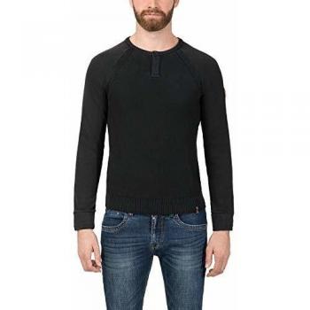 Timezone Vintage Buttoned Crewneck suéter, Negro