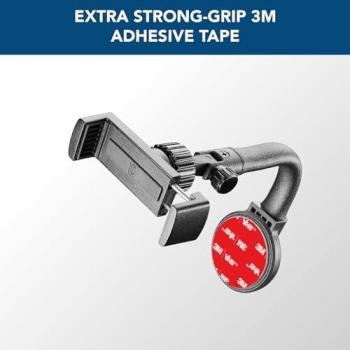 Soporte de móvil para coche 360° ajustable, fijación adhesiva, universal, negro