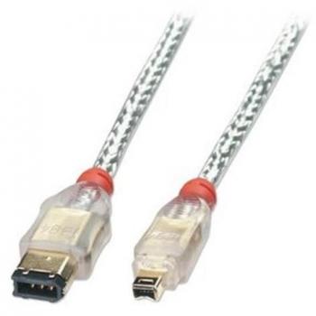 Lindy 30872 - Cable FireWire premium 4 pin macho a 6 pin macho, 3 m, color transparente