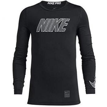 NIKE Boys Pro Top Long Sleeved t-Shirt, Niños, Black/White, S