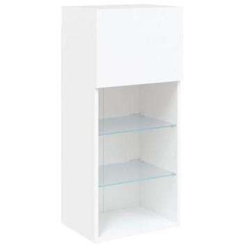 Mueble TV Multimedia Estante con Luces LED 405 x 30 x 90 cm Blanco Diseño Moderno