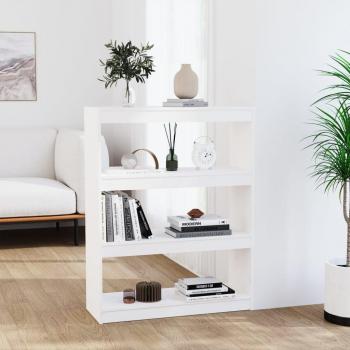 Librería/Partición de Madera de Pino Macizo Blanco 80x30x103,5 cm