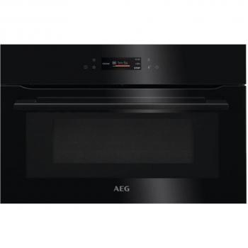 AEG KMK761080B Horno Compacto Multifunción con Función Microondas BlackLine Collection Cristal Negro 45cm 1000W 43L