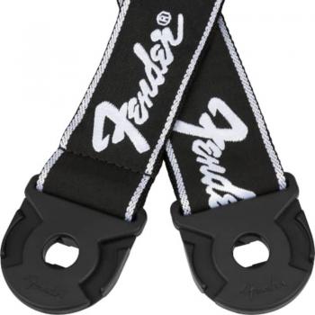 Fender Quick Grip Locking Guitar Strap - Black/White Logo Design