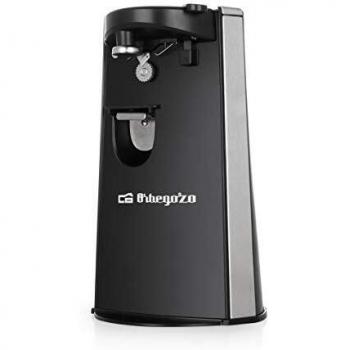 Orbegozo CU 6500 - Abrelatas eléctrico, incluye abridor de botellas y afilador de cuchillos, encendido automático por presión, 60 W de potencia