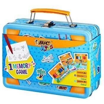 Estuche de Viaje BIC Kids con Juego de Memoria, Lápices, Ceras y Rotuladores - 64 Piezas Colores Surtidos