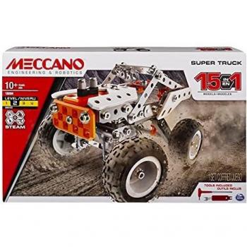 Meccano Camión Super 15 en 1 - Kit de Construcción S.T.E.A.M. con Dirección y Suspensiones Funcionales